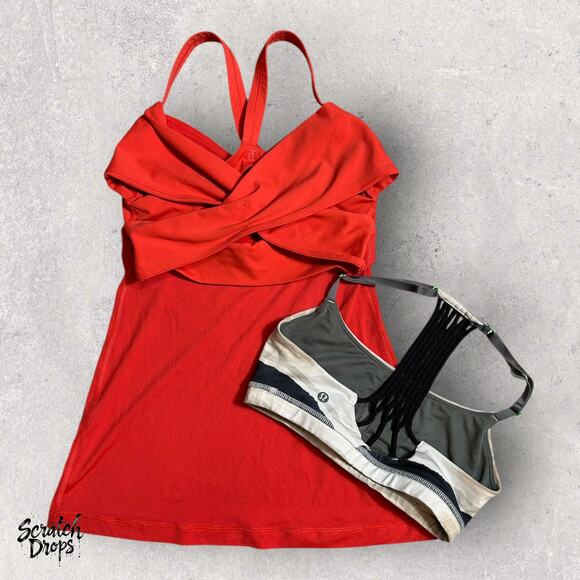 Womens Activewear Bundle Size 4 Tank Top Sports Bra Gym Yoga Workout Red Set Fit - Picture 2 of 5